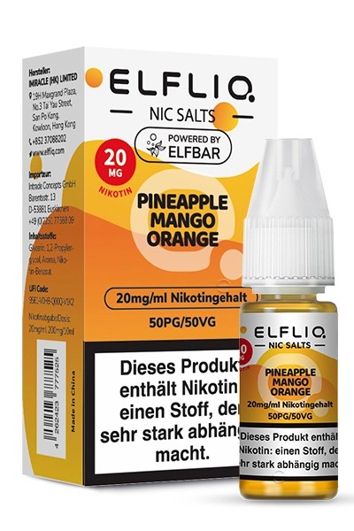 Elfbar ELFLIQ Pineapple Mango Orange Nikotinsalz Liquid 10ml