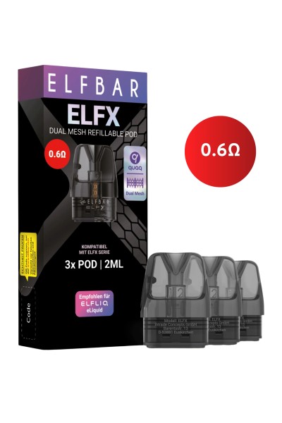 ELFBAR ELFX 2ML Dual Mesh Refillable Pod.3 x 0,6 Ohm