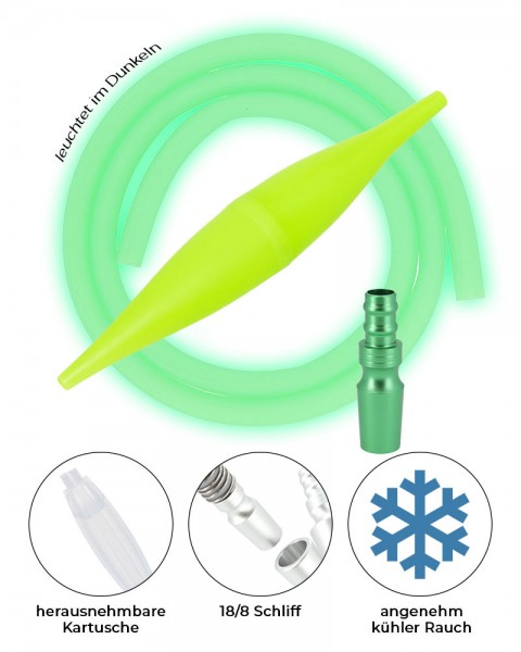 AO ICE Bazooka 2.0 Schlauchset Neongelb Glow Green 18/8 Schliff