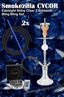 Smokezilla Cycor Edelstahl Gun Metal Bling Bling Set 2 Schlauch