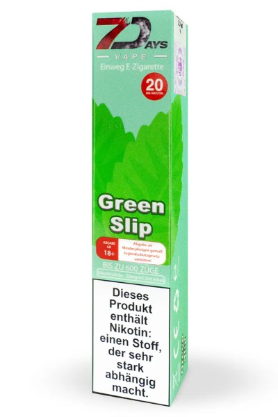 7Days Einweg E-Zigarette Green Slip 20mg/ml