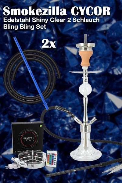 Smokezilla Cycor Edelstahl Gun Metal Bling Bling Set 2 Schlauch