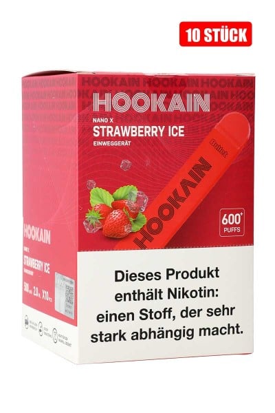 Hookain Nano X Einweg - 10er Strawberry Ice