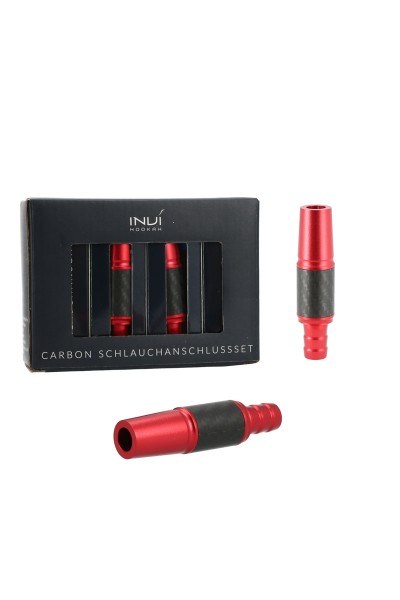 INVI Schlauchanschluss-Set Alu-Carbon Rot 18/8