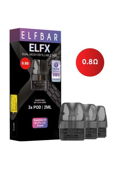 ELFBAR ELFX 2ML Dual Mesh Refillable Pod.3 x 0,8 Ohm