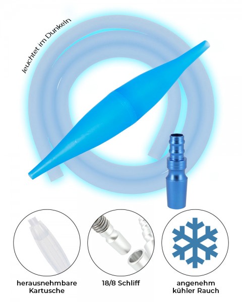 AO ICE Bazooka 2.0 Schlauchset Blau Glow Blue 18/8 Schliff