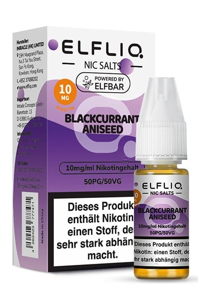 Elfbar ELFLIQ Blackcurrant Aniseed Nikotinsalz Liquid 10ml